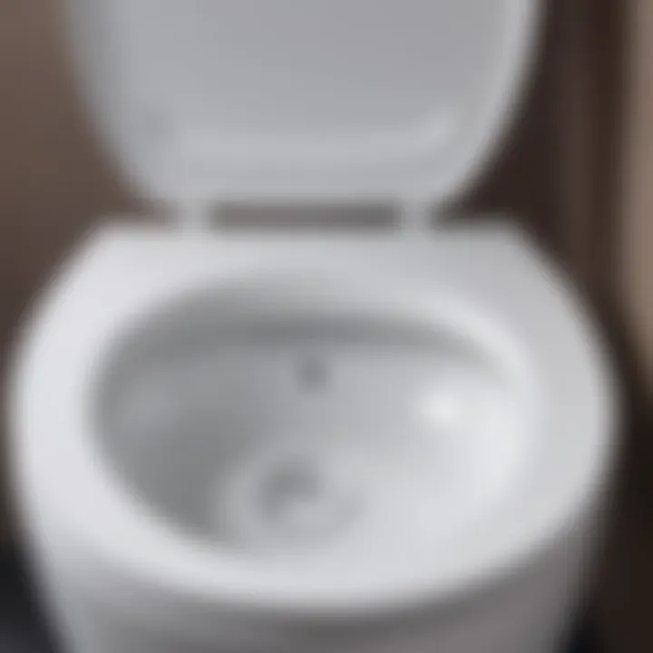 Close-up of a toilet tank lid without a flush button