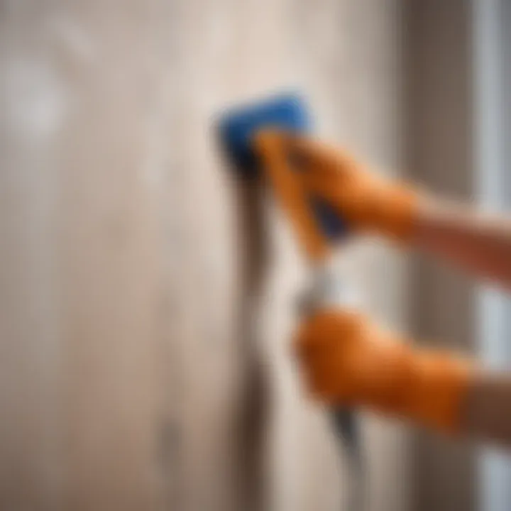 Preparation of wall surface for cleaning