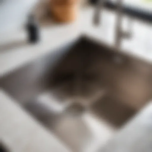 Close-up view of a stainless steel sink installation