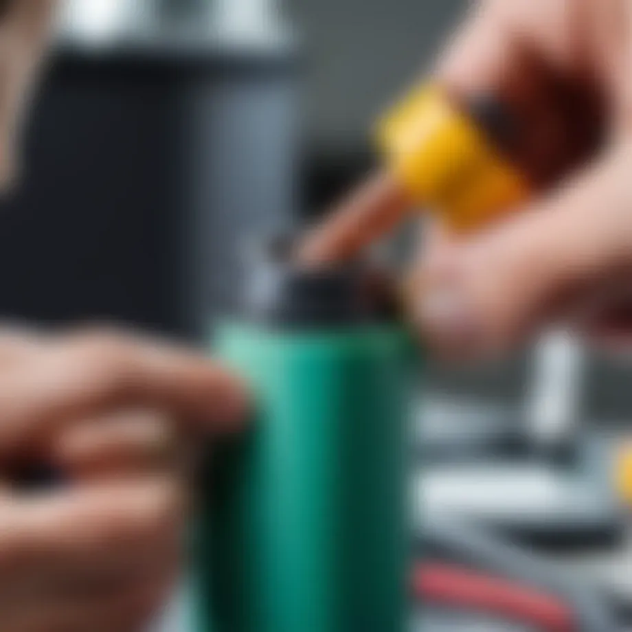 Close-up of a plastic pipe joint being prepared for soldering