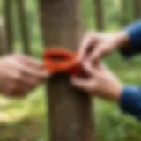 Demonstration of a secure knot tying technique on a tree branch