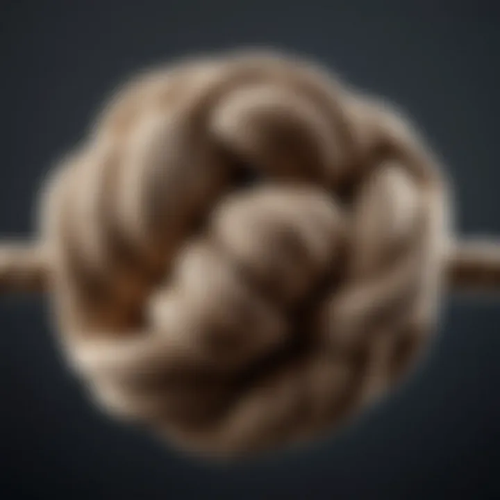 Close-up of a thick knot on a thread demonstrating strength and reliability