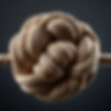 Strength of a Thick Knot Close-up of a thick knot on a thread demonstrating strength and reliability