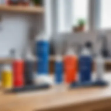 Various types of silicone sealants displayed on a workbench