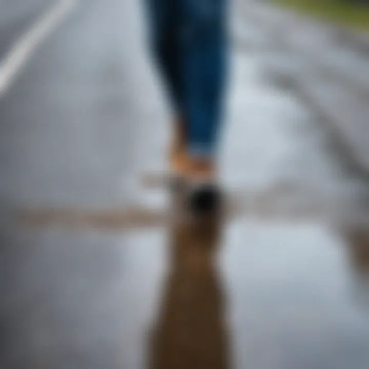 Proper walking technique on wet surface