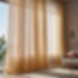 Bright and clean nylon tulle curtains hanging in sunlight