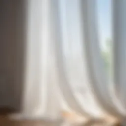 Bright white sheer fabric hanging in the sunlight