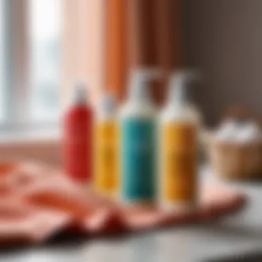 Recommended Fabric Care Products for Tulle Various fabric care products displayed on a clean surface