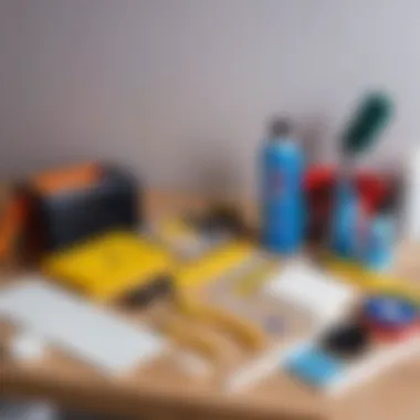 Essential Tools for Ceiling Whitening Tools and materials for ceiling whitening laid out