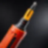 Close-up view of a non-battery-powered indicator screwdriver with LED