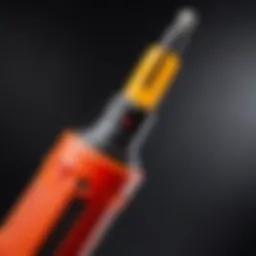 Close-up view of a non-battery-powered indicator screwdriver with LED