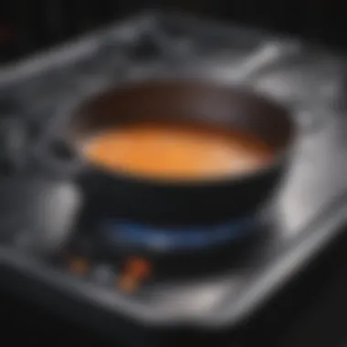 Close-up of a magnetic testing on cookware for induction compatibility