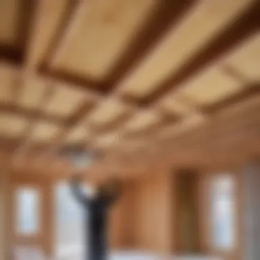 Installation of ceiling insulation in a wooden house