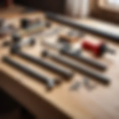 Essential Tools for Curtain Rod Installation Tools needed for installing curtain rods displayed on a workbench