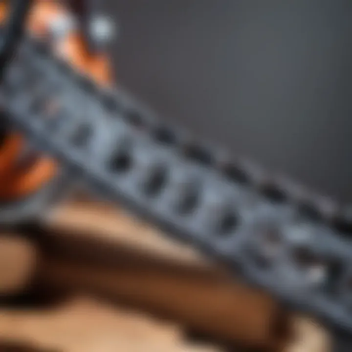 Detailed view of a chainsaw chain