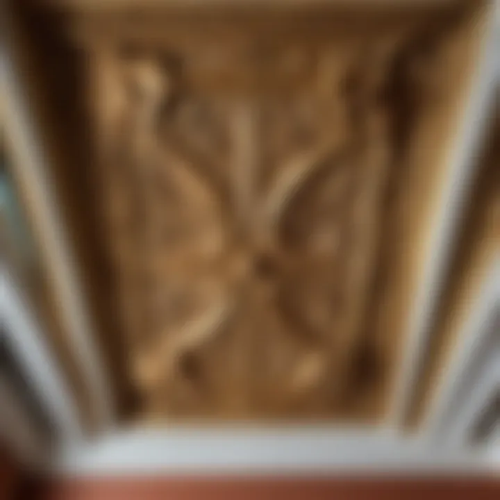 Close-up of intricate ceiling molding design