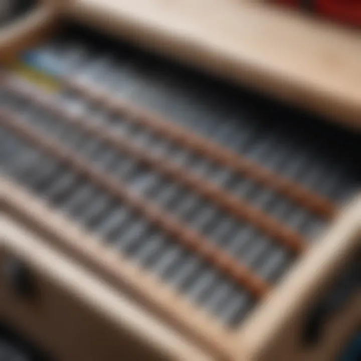 Nails being organized in a toolbox for construction use