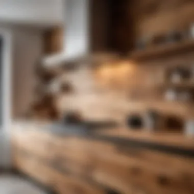 Rustic wooden backsplash adding warmth to a kitchen