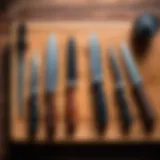 Different knife sharpening tools displayed on a wooden surface