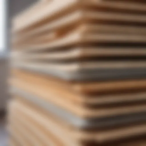 Detailed view of laminate planks stacked in a package