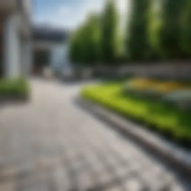 Beautifully landscaped area with paving stones