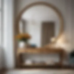 Elegant large mirror reflecting a stylish interior design