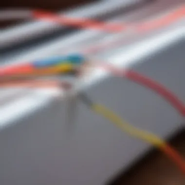 Wiring Setup for LED Strip Connections Close-up of LED strip connections demonstrating the wiring setup for installation.
