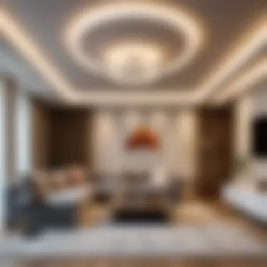 LED Strip Lighting in Elegant Room Elegant room featuring LED strip lighting along the ceiling, enhancing the ambiance.