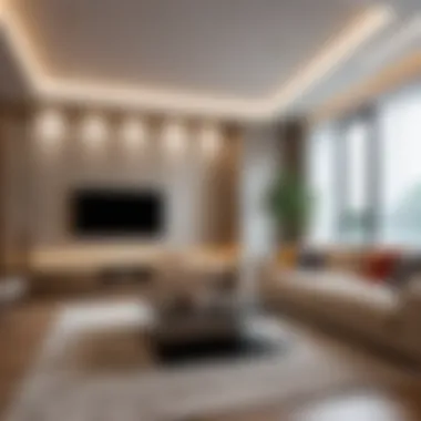 LED strip lighting installation in living space