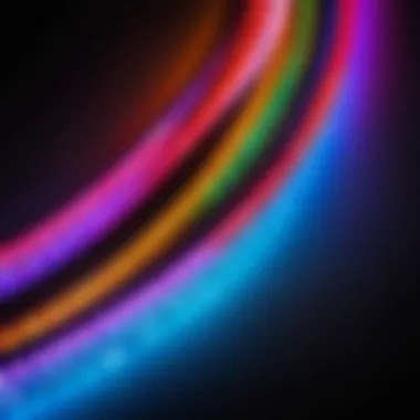 Close-up view of LED strip showcasing vibrant colors and light emission