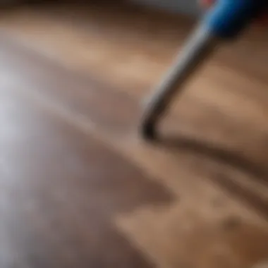 Close-up of linoleum durability test