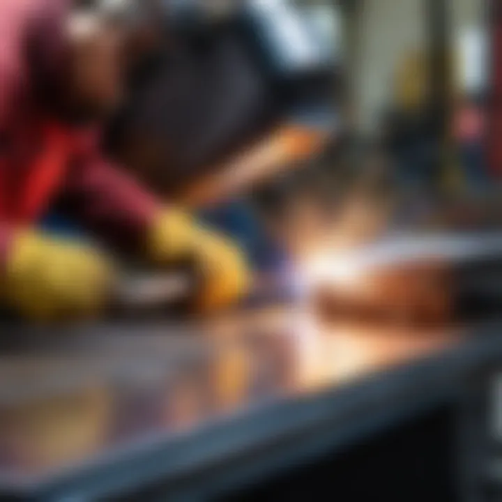 A skilled welder utilizing magnets to secure metal parts during assembly.