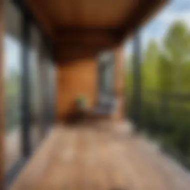 A well-maintained balcony featuring wooden paneling with a protective finish.