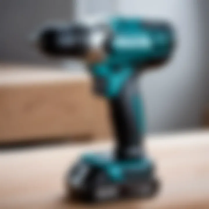 Close-up of Makita 18V screwdriver features and specifications