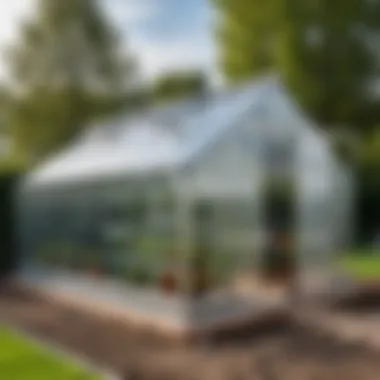 Polycarbonate panels being installed in a modern greenhouse.