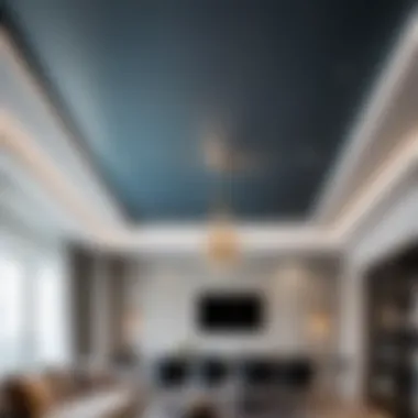 Stylish Matte Stretch Ceiling Elegant matte stretch ceiling in a modern interior