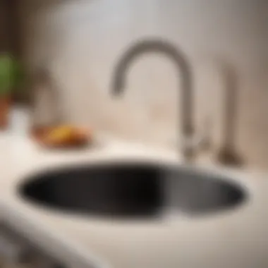Secure Attachment of Round Sink Close-up view of a round sink securely mounted to a countertop
