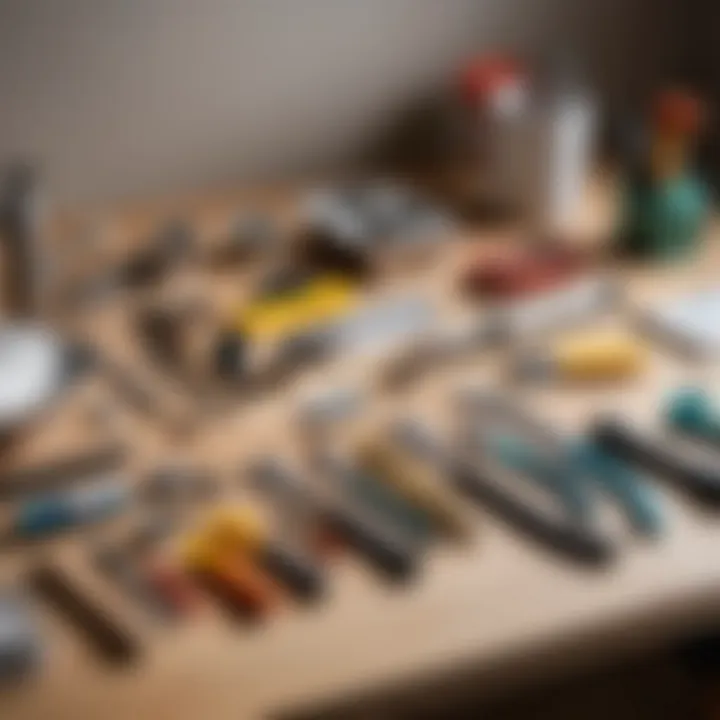 Tools and materials needed for sink installation laid out on a workspace