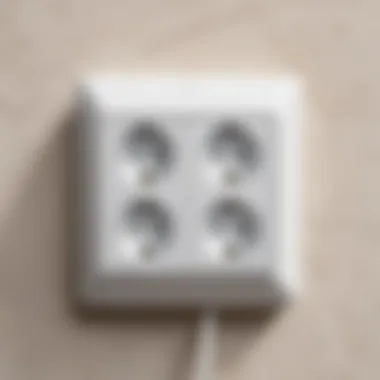 Close-up of a modern outlet with safety features.