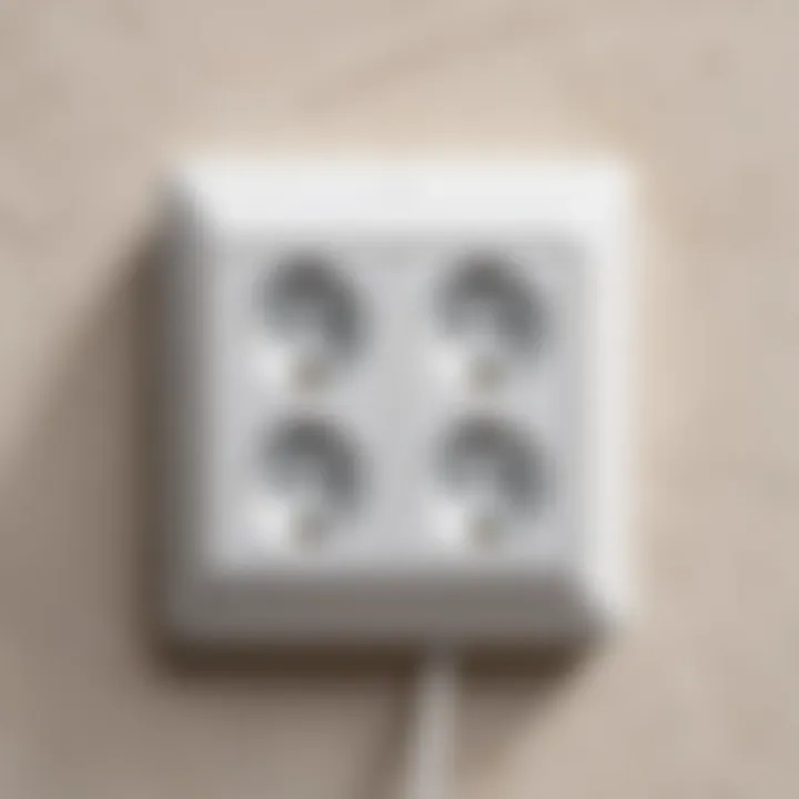 Close-up of a modern outlet with safety features.