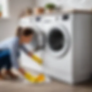 A person using natural cleaning agents to maintain washing machine components