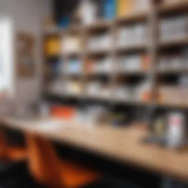 Organized Workspace for Adhesive Preparation A well-organized workspace for preparing non-woven adhesive.