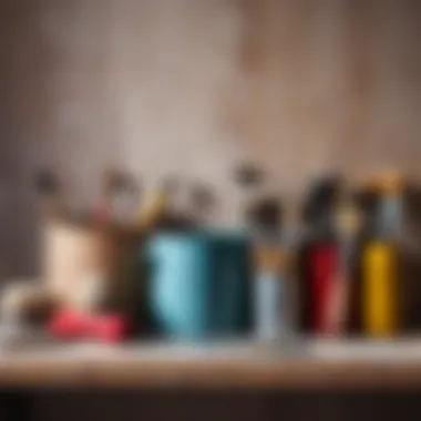 Essential Tools for Wallpaper Painting Painting tools including brushes and rollers on a surface
