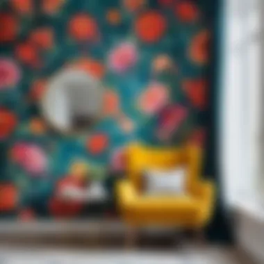 Stunning Results of Painted Wallpaper Beautifully painted wall with wallpaper in vibrant colors