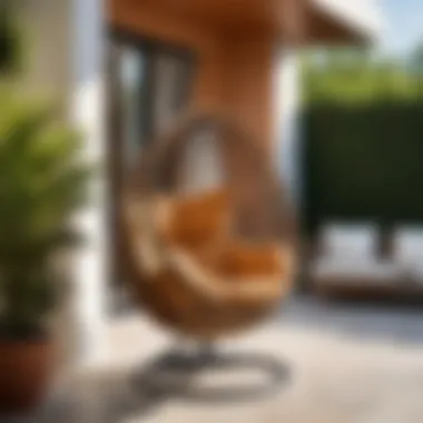 Outdoor setting showcasing an egg chair on a sunny patio