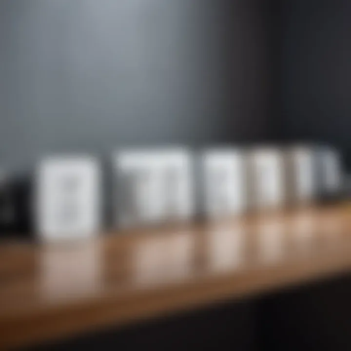 A variety of electrical outlets displayed on a table.