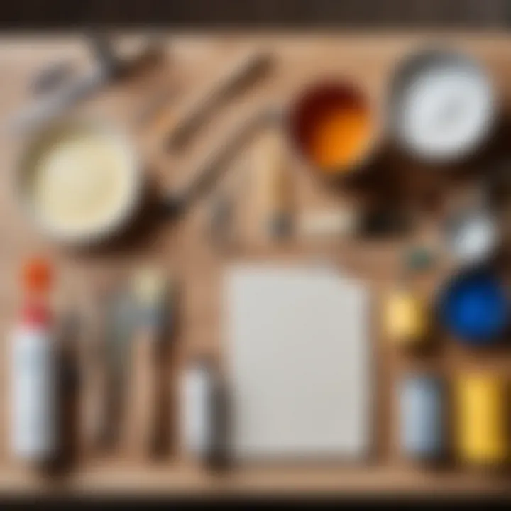 A set of essential tools and materials laid out for a successful bath painting project.