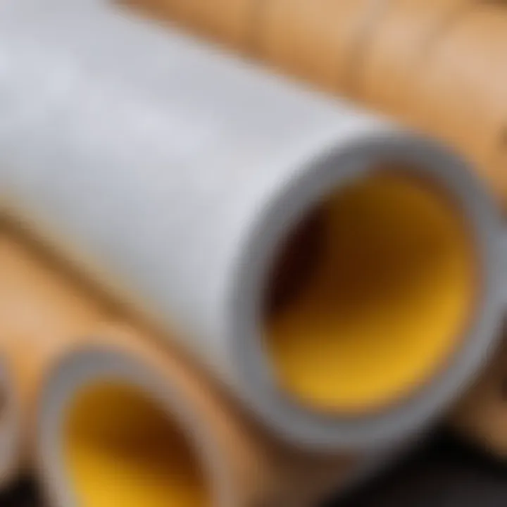 Close-up of pipe insulation material showcasing its texture and durability