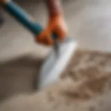 Close-up of a plastering trowel showcasing its design and utility.
