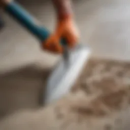 Close-up of a plastering trowel showcasing its design and utility.